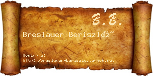 Breslauer Beriszló névjegykártya